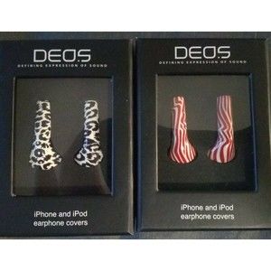 Deos Earphone Covers for iPhone & iPad Red Set of 2 - Black/White and Red/White
